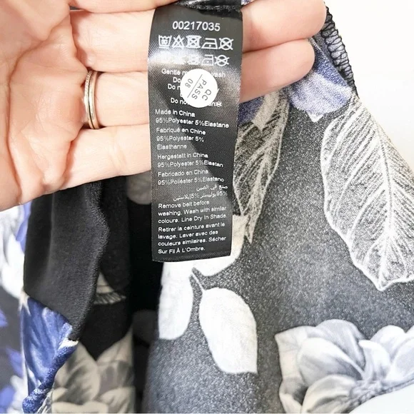 City Chic Epic Floral Black Blue Belted Fit & Flare Belted Dress - Picture 8 of 11